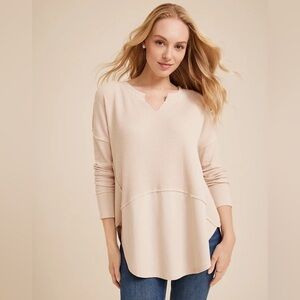 2 for $20 NWOT MAURICES Waffle Knit Notch Neck Tunic Long Sleeve Tee Top